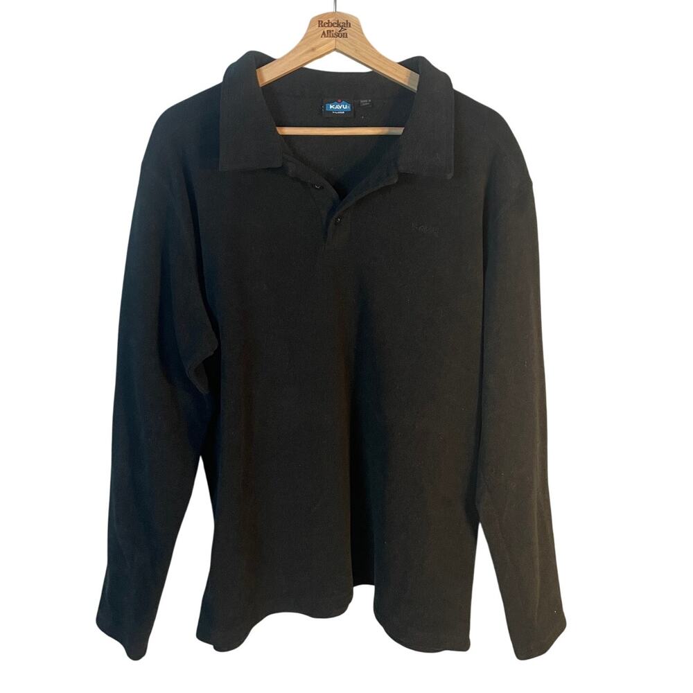 Kavu Black Fleece Quarter Button Down Men's SZ XL Fleece Pullover EUC Outdoor